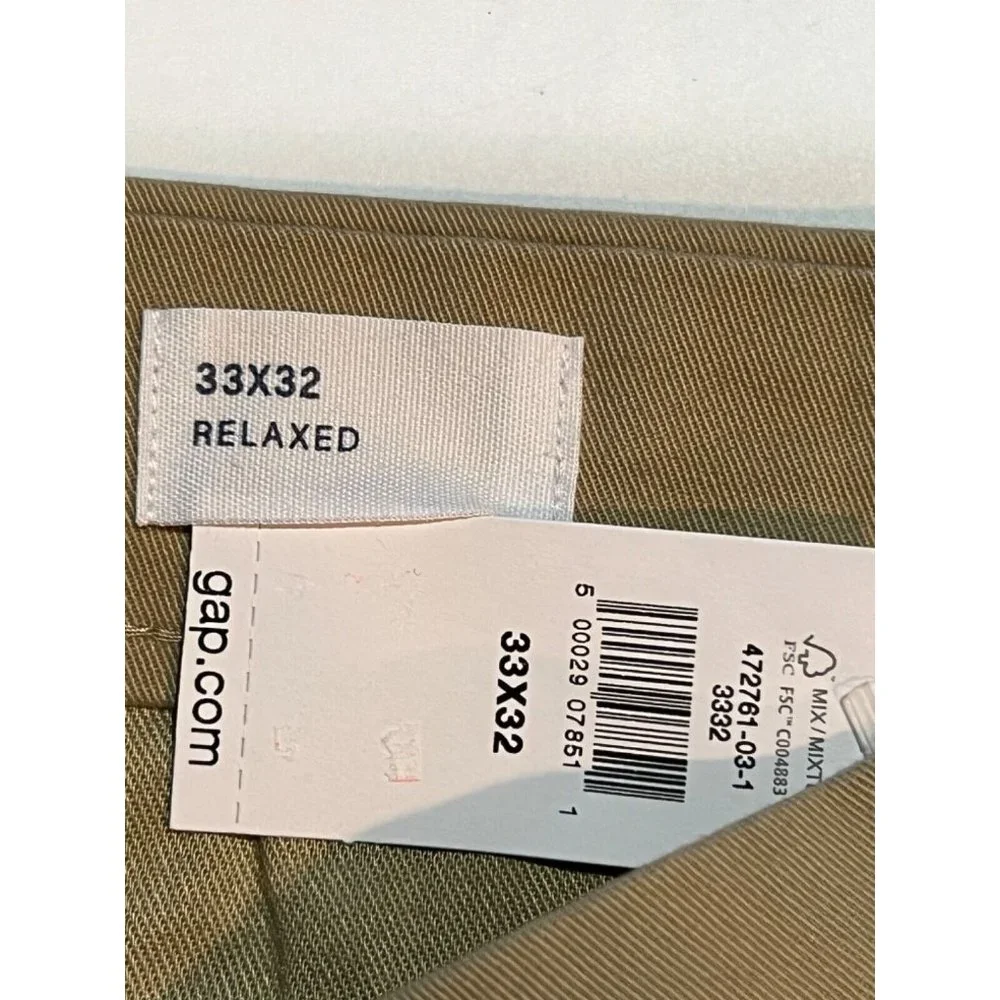 NWT GAP Men's Relaxed Khaki Pants 33x32 Beige Stretch #472761